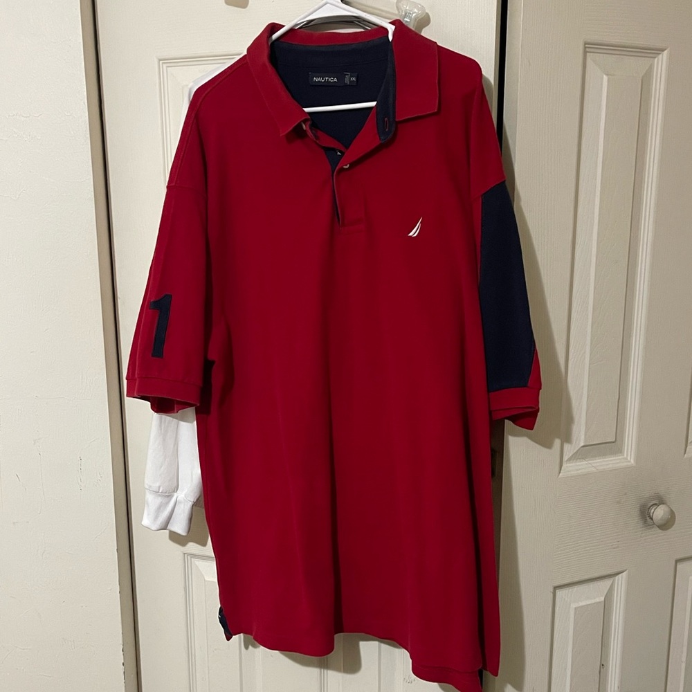 Nautica Red and Navy Polo Shirt